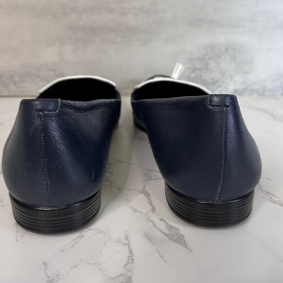 Trotters Shoes Navy Womens 13M Leana Loafer Leather Flat Slip On Low Top Casual - Picture 4 of 9